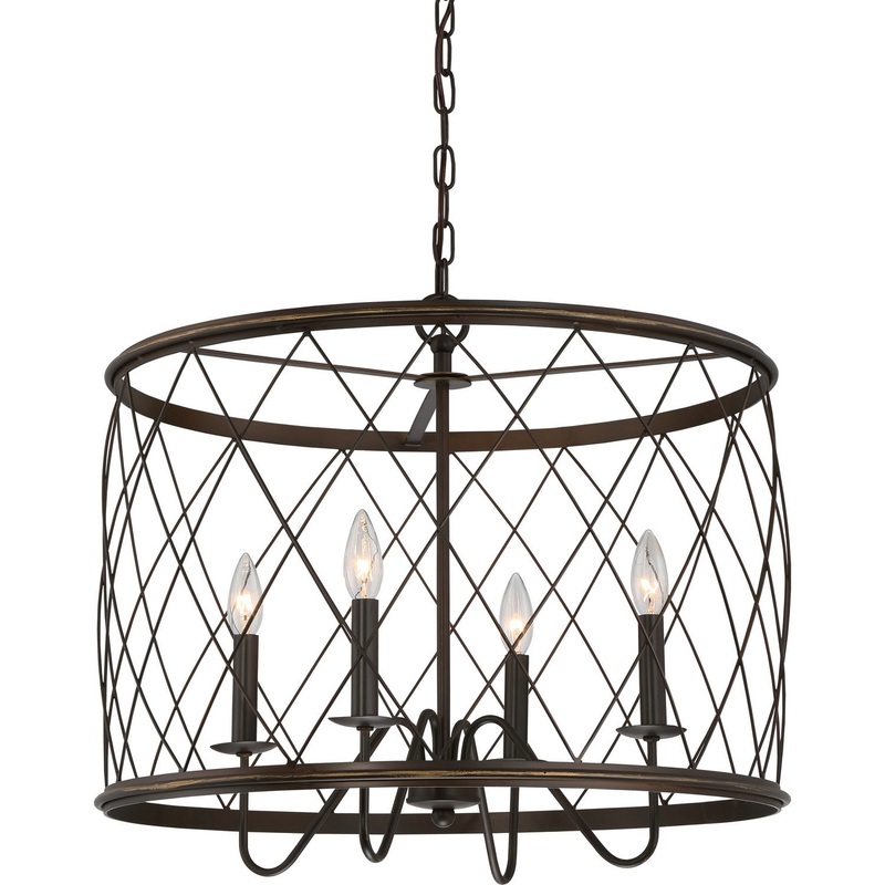 Quoizel RDY2823PN Dury Four Light Pendant, Palladian Bronze
