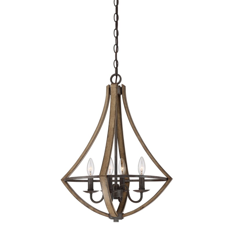 Quoizel SHR2818RK Shire Four Light Pendant, Rustic Black