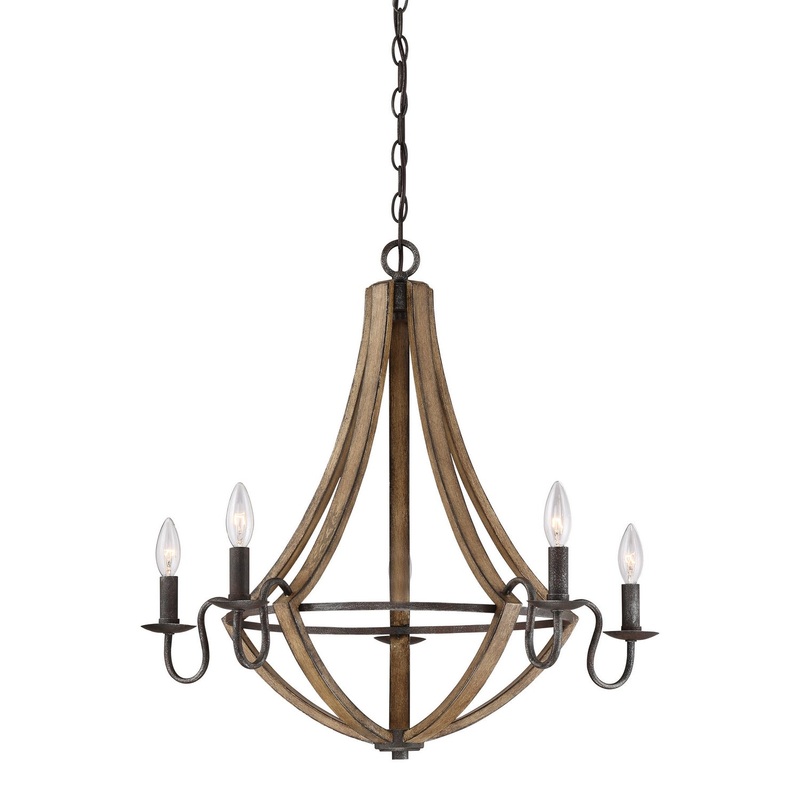 Quoizel SHR5005RK Shire Five Light Chandelier, Rustic Black