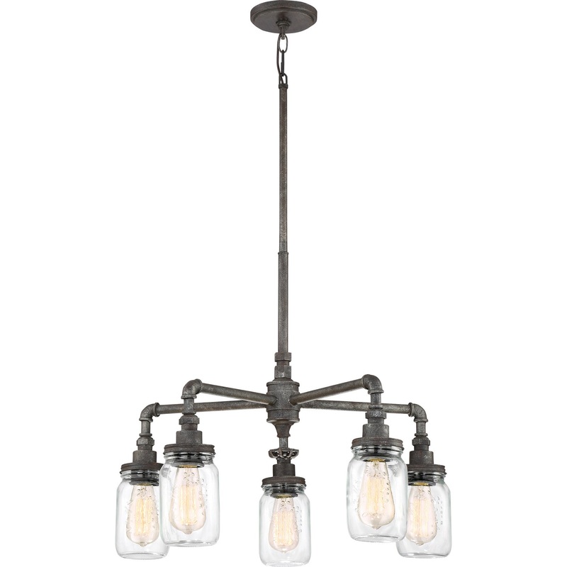 Quoizel SQR5005RK Squire Five Light Chandelier, Rustic Black