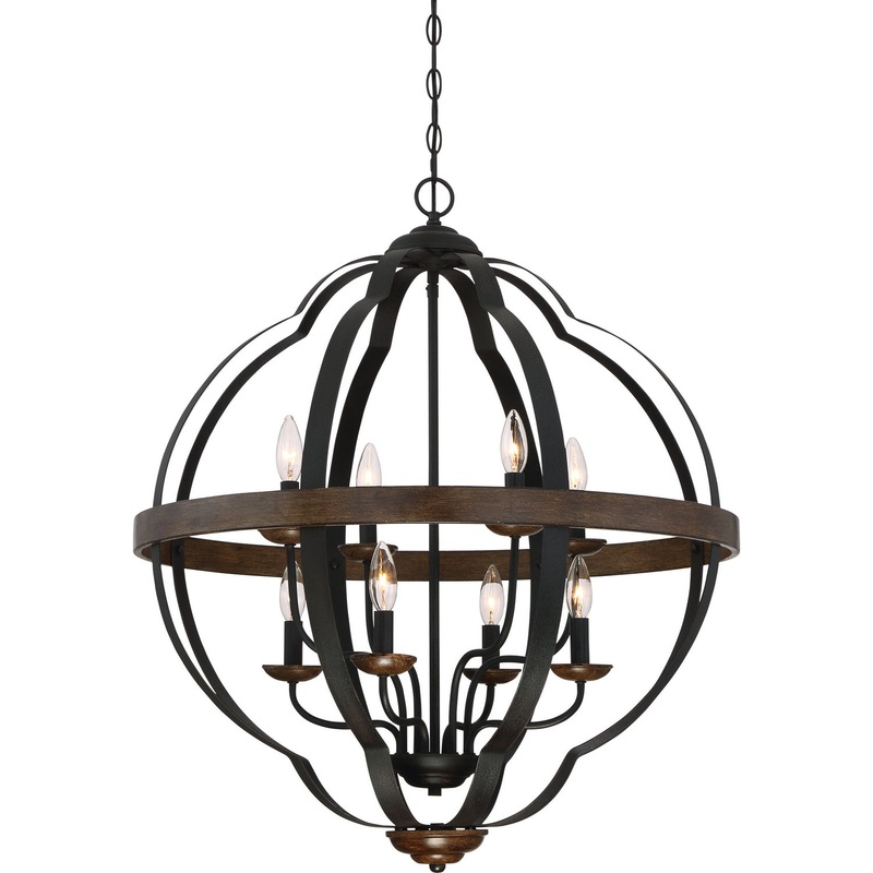 Quoizel SRN5208MK Siren Eight Light Foyer Pendant, Marcado Black