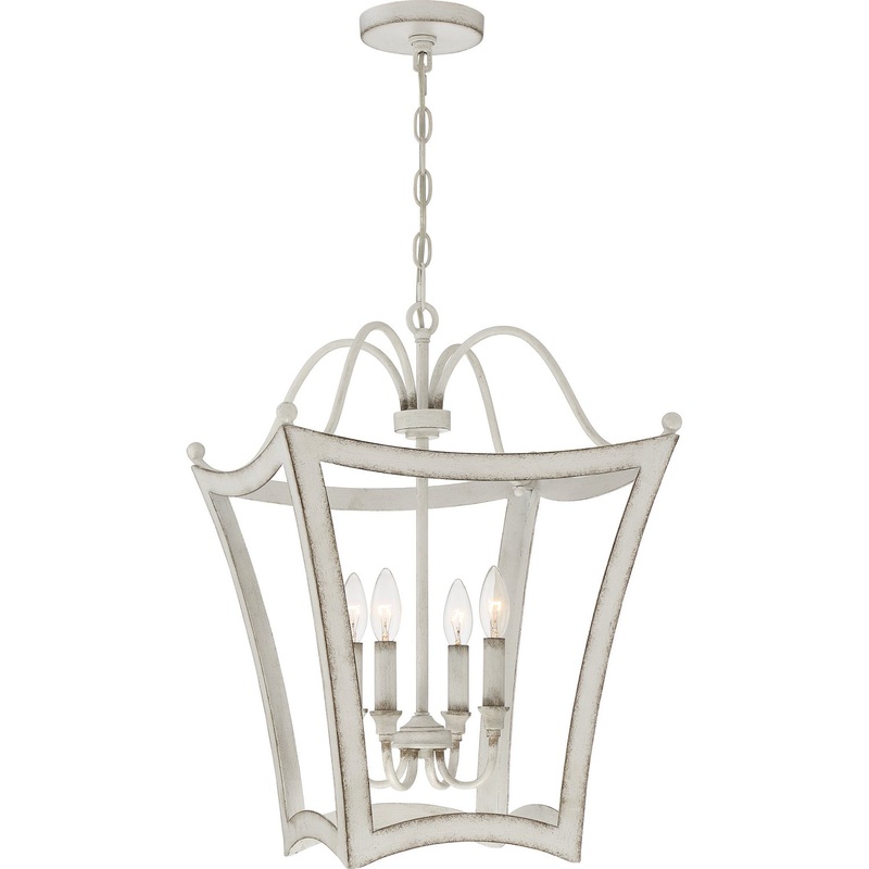 Quoizel SUM5216AWH Summerford Four Light Pendant, Antique White