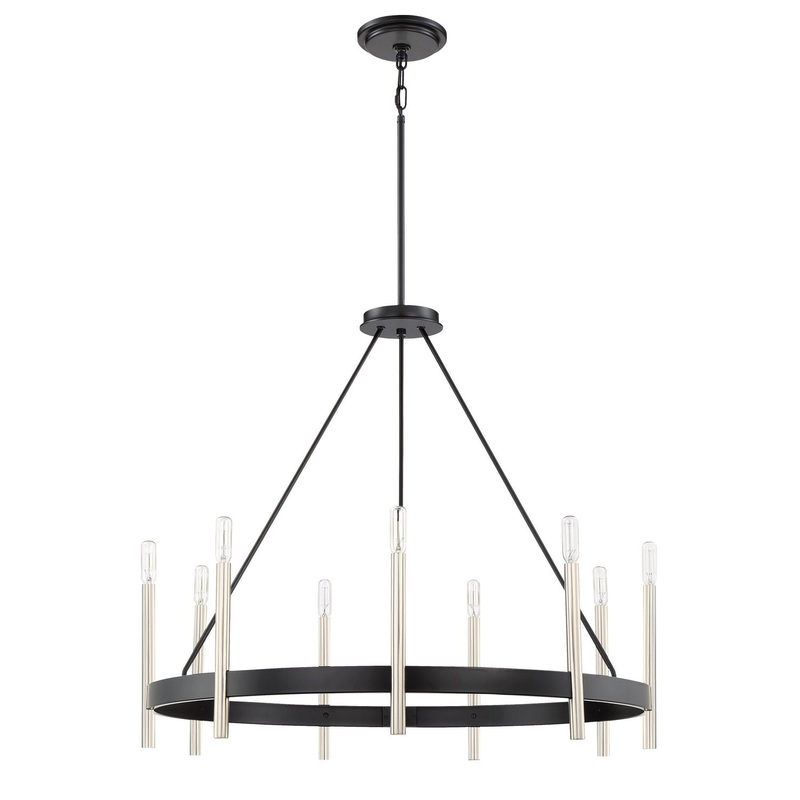 Quoizel ATH5009K Anthem Nine Light Chandelier, Mystic Black