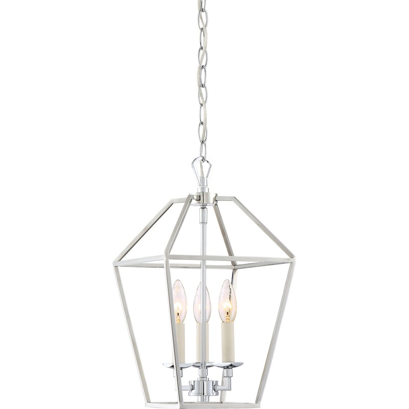 Quoizel AVY5203PK Aviary Three Light Foyer Pendant, Polished Nickel