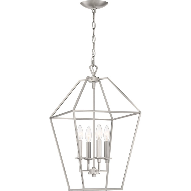 Quoizel AVY5204BN Aviary Four Light Foyer Pendant, Brushed Nickel