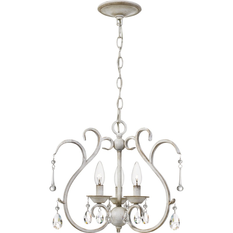Quoizel BLC1716AWH Blanca Three Light Semi-Flush Mount, Antique White