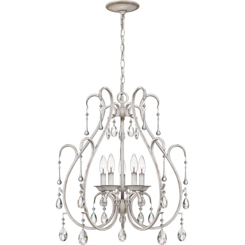 Quoizel BLC5005AWH Blanca Five Light Chandelier, Antique White