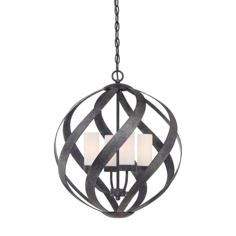 Quoizel BMS2820OK Blacksmith Four Light Pendant, Old Black Finish