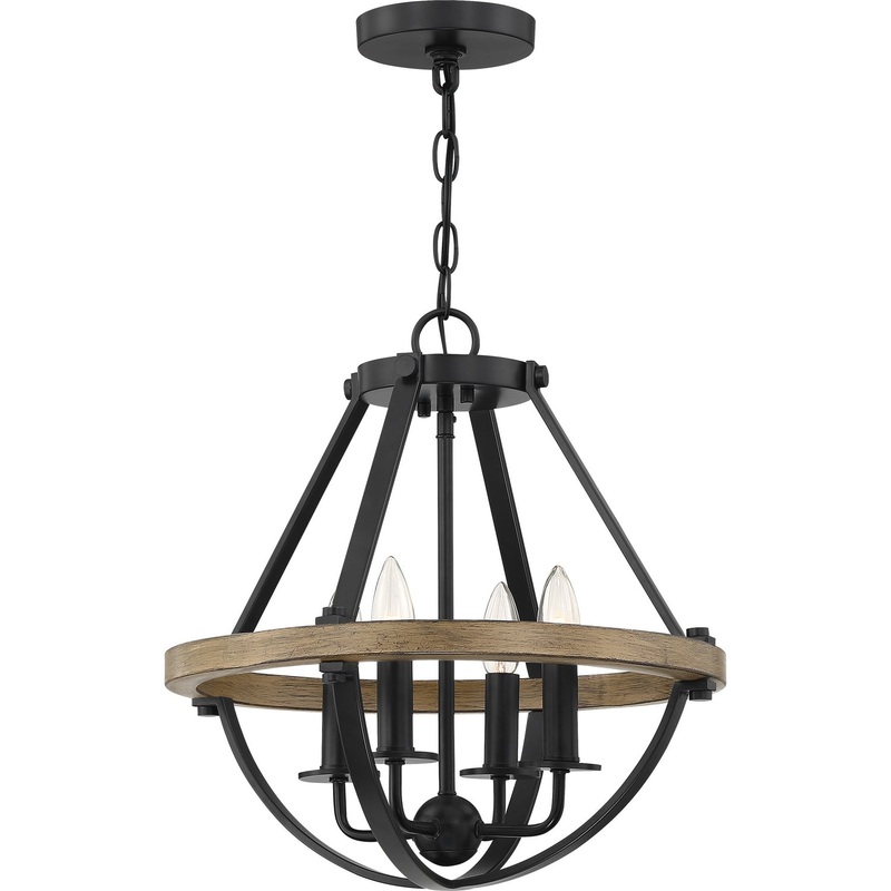 Quoizel BRL1716EK Bartlett Four Light Semi-Flush Mount, Earth Black
