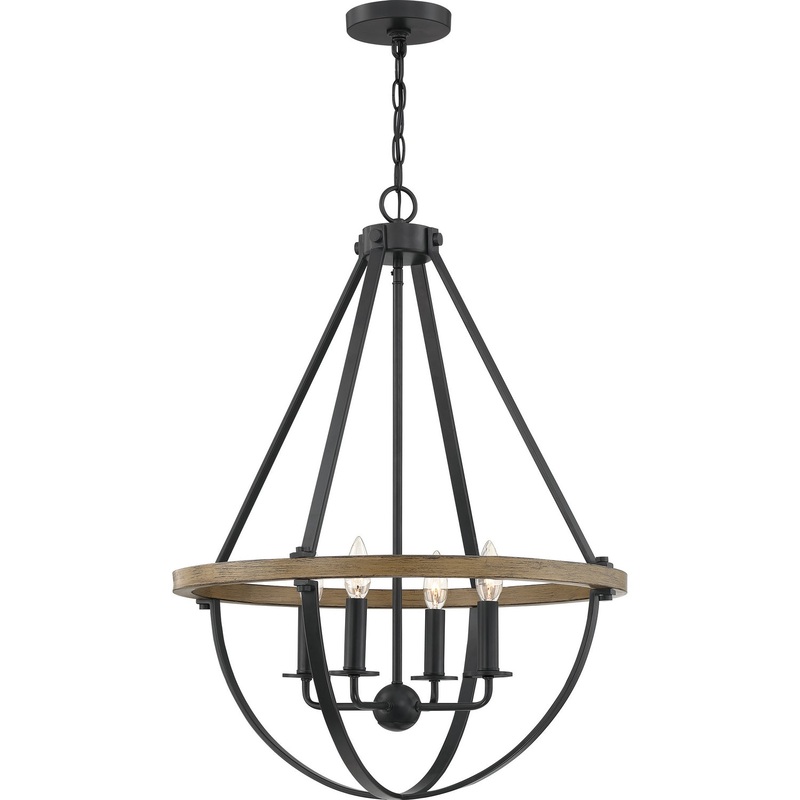 Quoizel BRL2823EK Bartlett Four Light Pendant, Earth Black