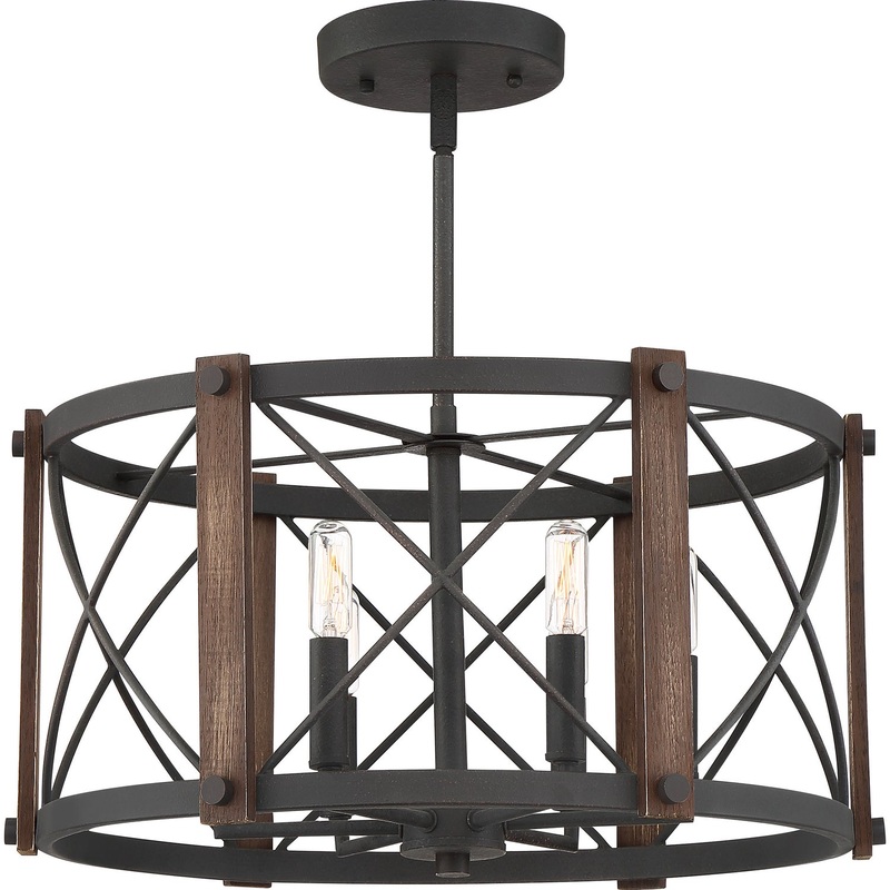 Quoizel BRO1720MK Baron Six Light Semi-Flush Mount, Marcado Black