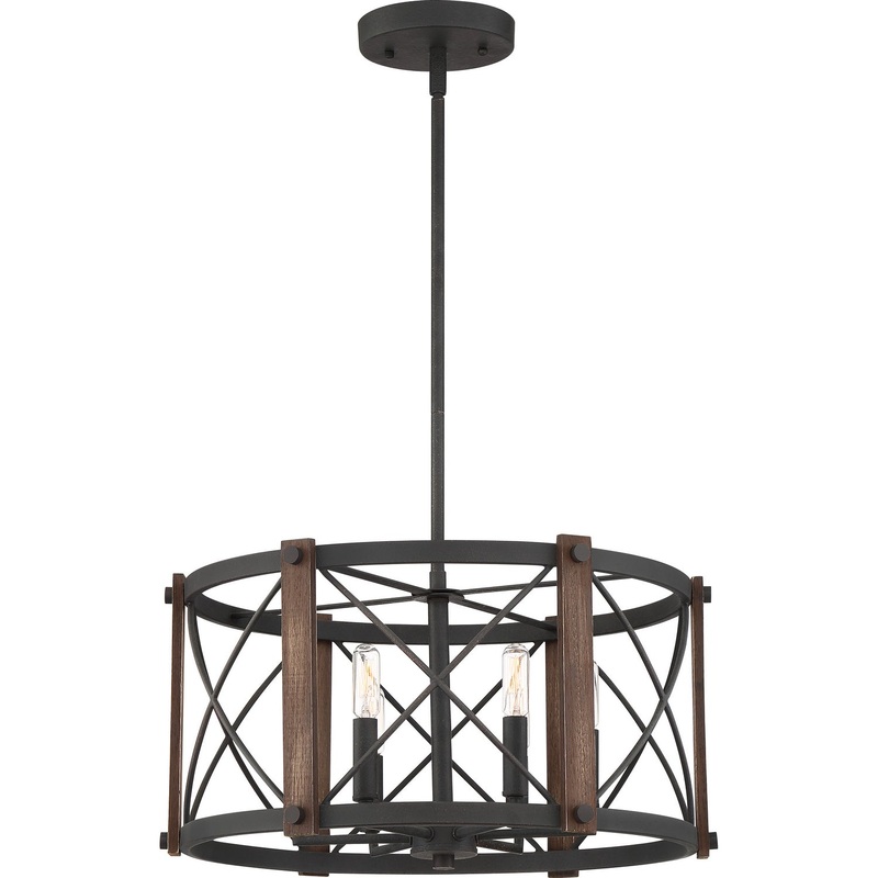 Quoizel BRO2820MK Baron Six Light Pendant, Marcado Black