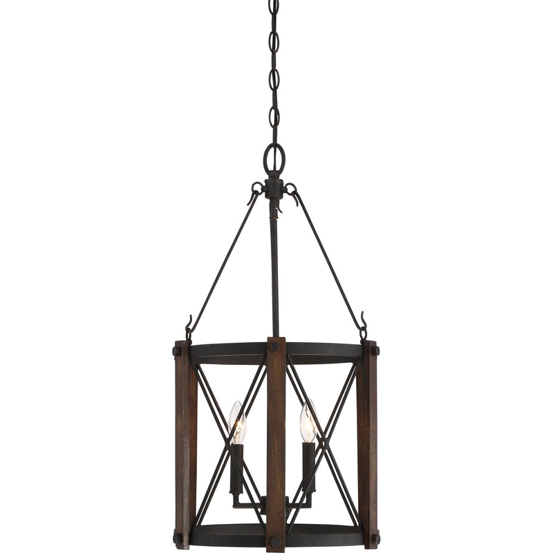 Quoizel BRO5203MK Baron Three Light Foyer Pendant, Marcado Black