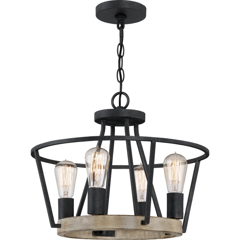 Quoizel BRT2817GK Brockton Four Light Pendant, Grey Ash