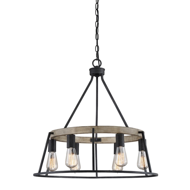 Quoizel BRT5006GK Brockton Six Light Chandelier, Grey Ash
