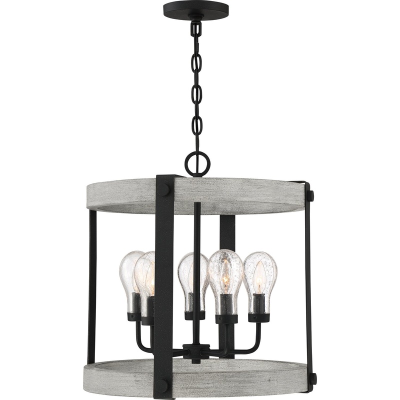 Quoizel CAL2821GK Carlisle Five Light Pendant, Grey Ash