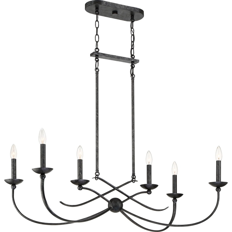 Quoizel CLL638OK Calligraphy Six Light Island Chandelier, Old Black Finish