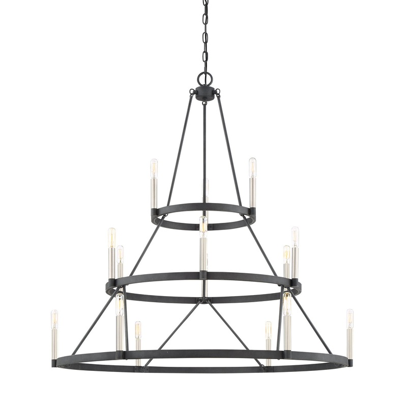 Quoizel DOR5015MB Doran 15 Light Chandelier, Mottled Black