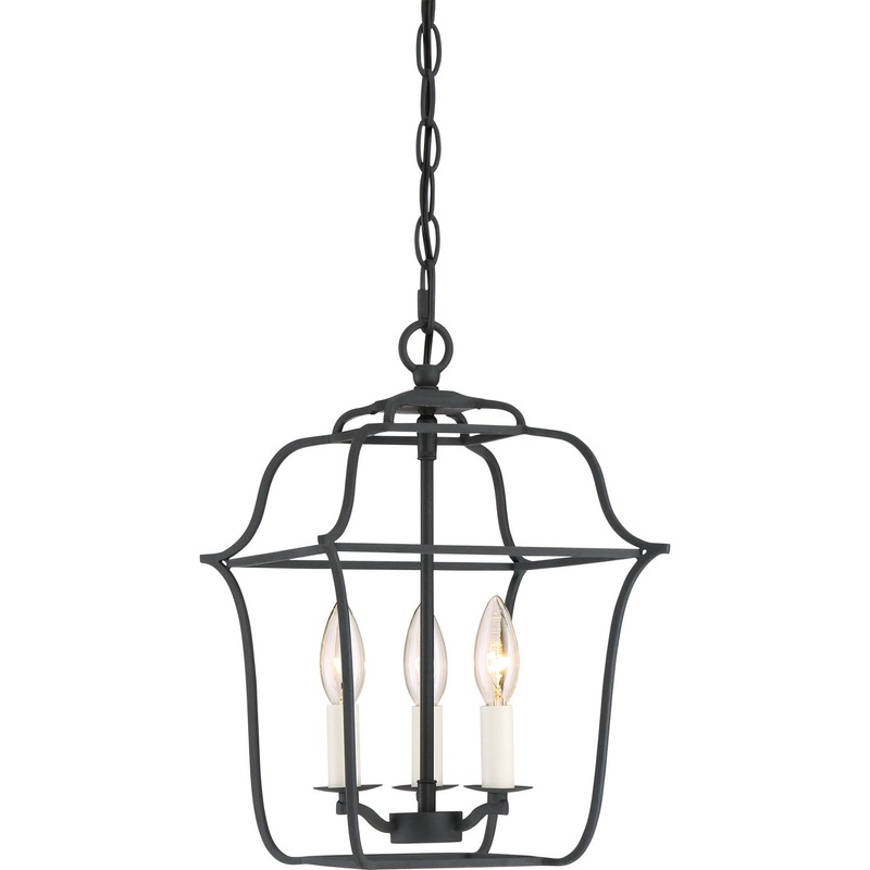 Quoizel GLY5203BA Gallery Three Light Foyer Pendant, Royal Ebony