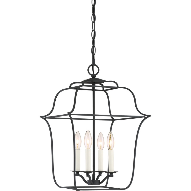 Quoizel GLY5204BA Gallery Four Light Foyer Pendant, Royal Ebony