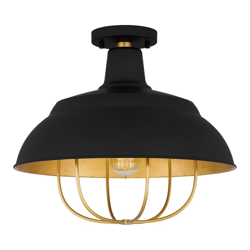 Quoizel QFL5357MBK Darmody One Light Semi Flush Mount, Matte Black (Discontinued)