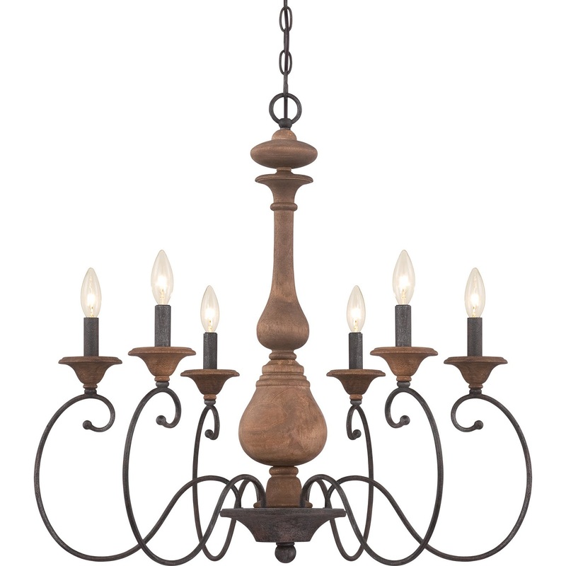 Quoizel ABN5006RK Auburn Six Light Chandelier, Rustic Black