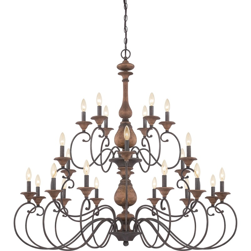 Quoizel ABN5024RK Auburn 24 Light Chandelier, Rustic Black