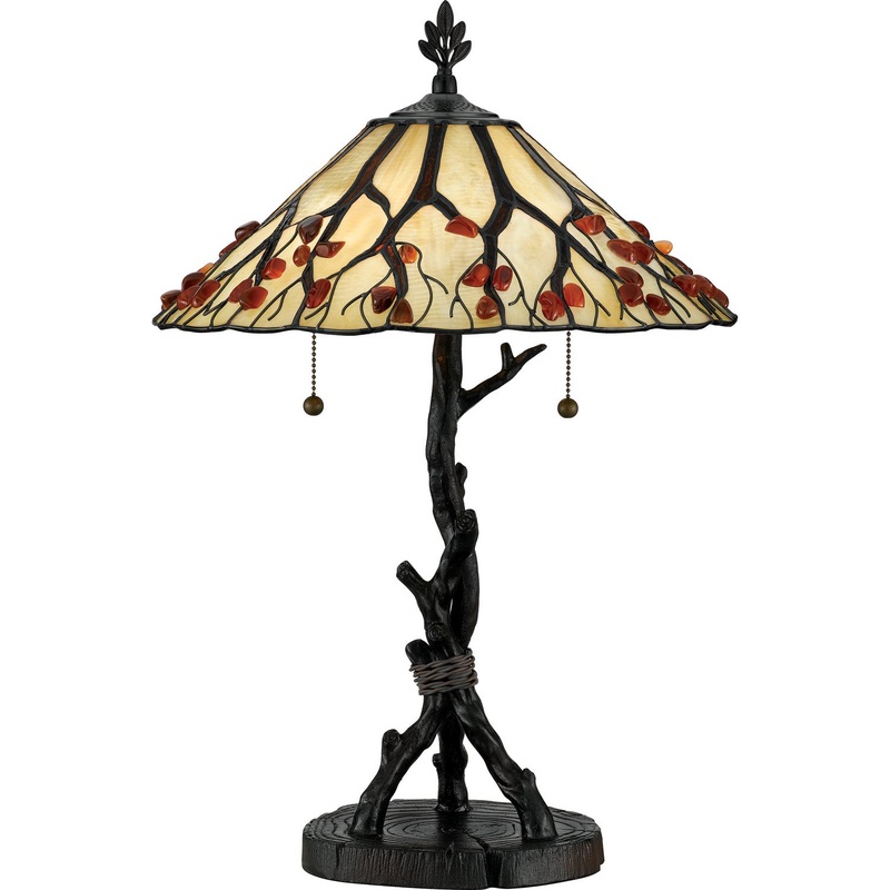 Quoizel AG711TVA Whispering Wood Two Light Table Lamp, Valiant Bronze