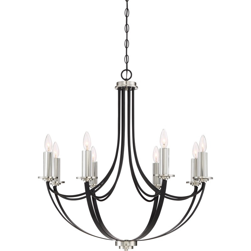 Quoizel ANA5008K Alana Eight Light Chandelier, Mystic Black