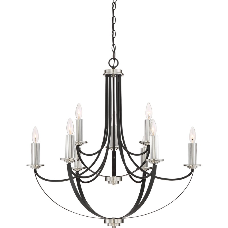Quoizel ANA5009K Alana Nine Light Chandelier, Mystic Black