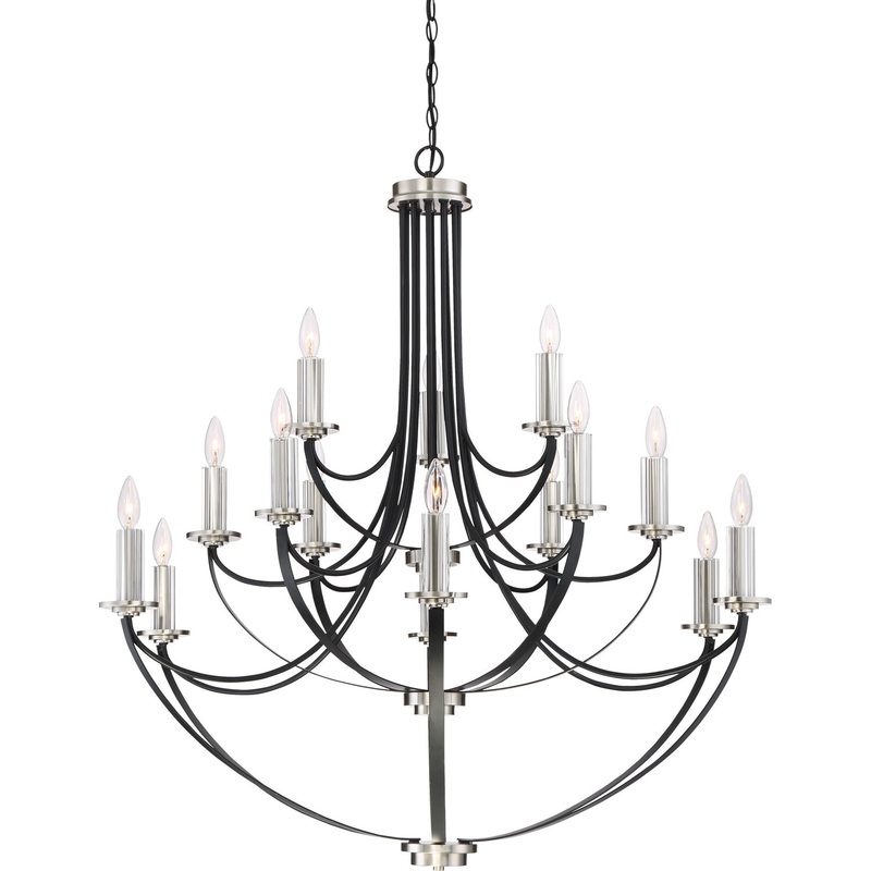 Quoizel ANA5015K Alana 15 Light Chandelier, Mystic Black