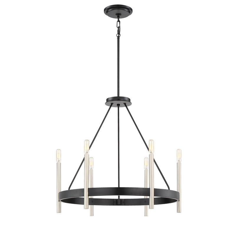 Quoizel ATH5006K Anthem Six Light Chandelier, Mystic Black