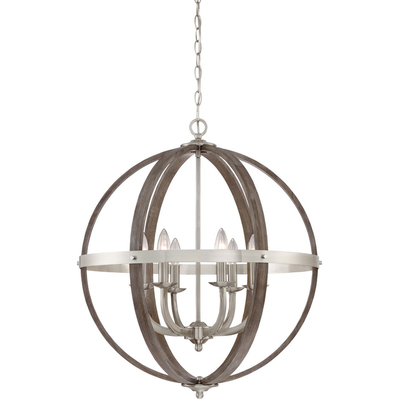 Quoizel FSN5206BN Fusion Six Light Foyer Pendant, Brushed Nickel