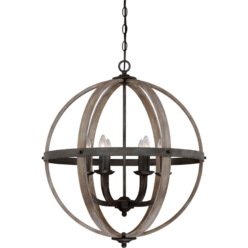 Quoizel FSN5206RK Fusion Six Light Foyer Pendant, Rustic Black