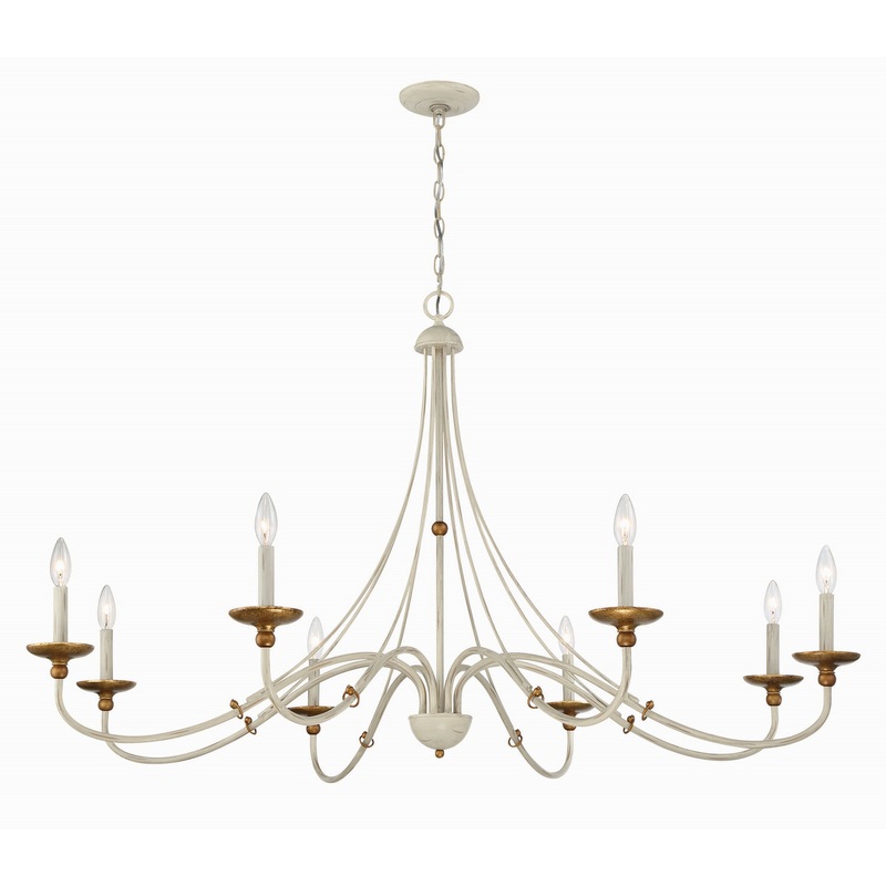 Minka-Lavery 1037-701 Westchester County Eight Light Chandelier, Farm House White W/ Gilded Gold Leaf