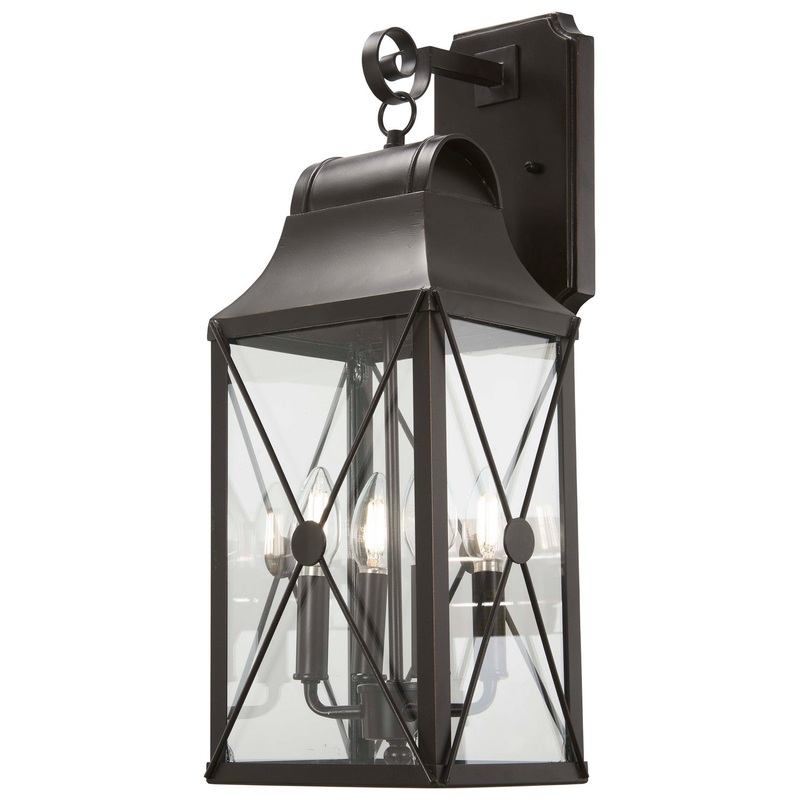 Minka-Lavery 73292-143C De Luz Four Light Outdoor Wall Mount, Oil Rubbed Bronze W/ Gold Highlights