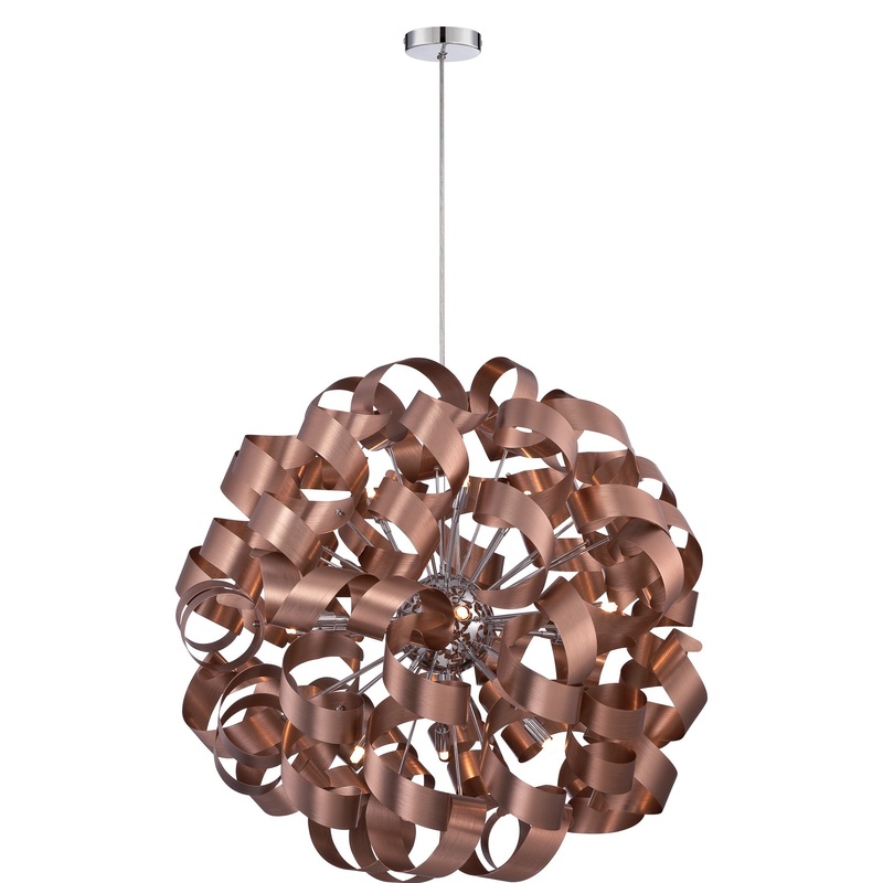 Quoizel RBN2831SG Ribbons 12 Light Pendant, Satin Copper