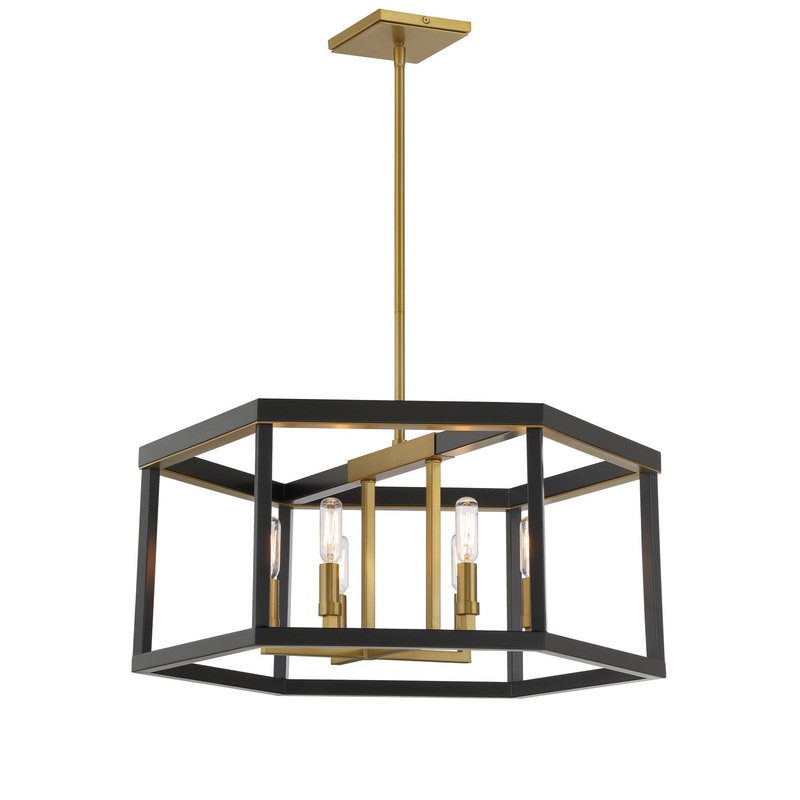 Minka-Lavery 2116-726 Union Estates Six Light Pendant, Coal And Soft Brass