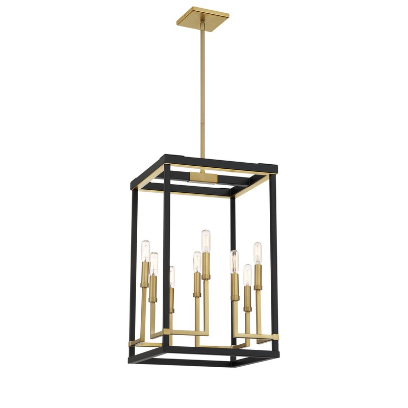 Minka-Lavery 2119-726 Union Estates Eight Light Pendant, Coal And Soft Brass
