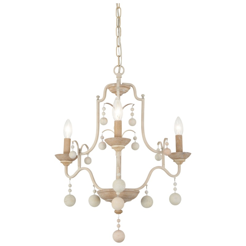 Minka-Lavery 2663-717 Colonial Charm Three Light Chandelier, White Wash With Sun Dried Clay