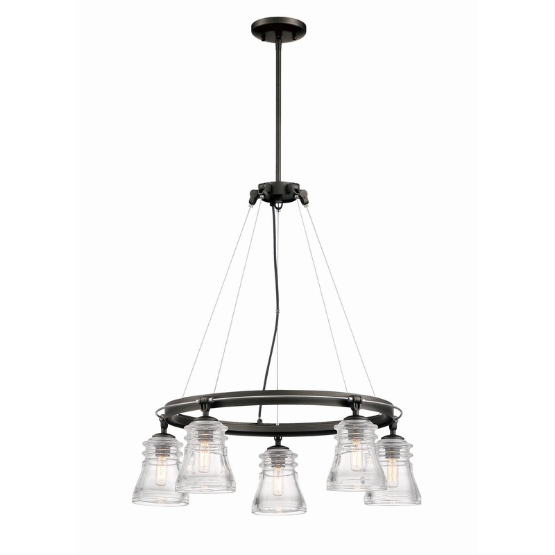Minka-Lavery 2736-709 Graham Avenue Five Light Chandelier, Smoked Iron And Brushed Nickel