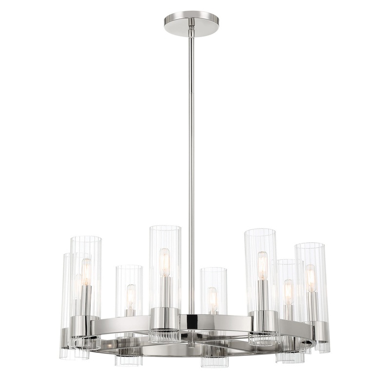 Minka-Lavery 3898-613 Vernon Place Eight Light Chandelier, Polished Nickel