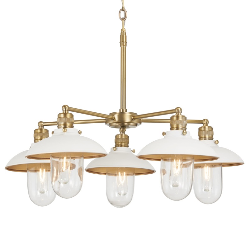 Minka-Lavery 5139-799 Downtown Edison Five Light Chandelier, White And Soft Brass