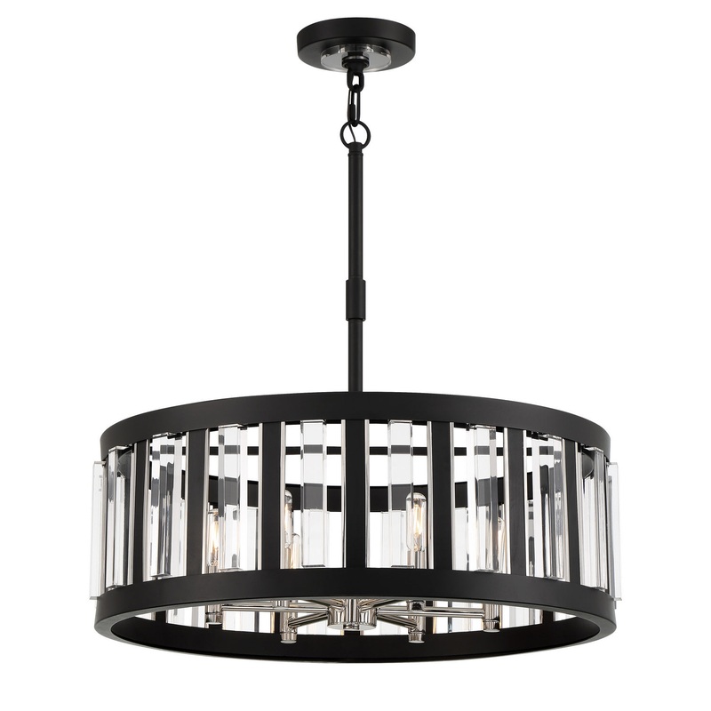 Minka-Lavery 5495-729 Majestic Splendor Six Light Pendant, Sand Coal And Polished Nickel