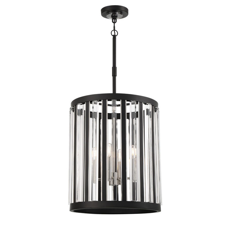 Minka-Lavery 5497-729 Majestic Splendor Four Light Pendant, Sand Coal And Polished Nickel