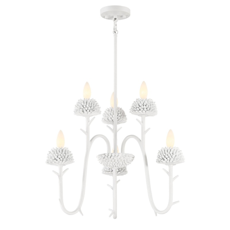 Minka-Lavery 5906-655 North Fork By Robin Baron Six Light Chandelier, Sand White