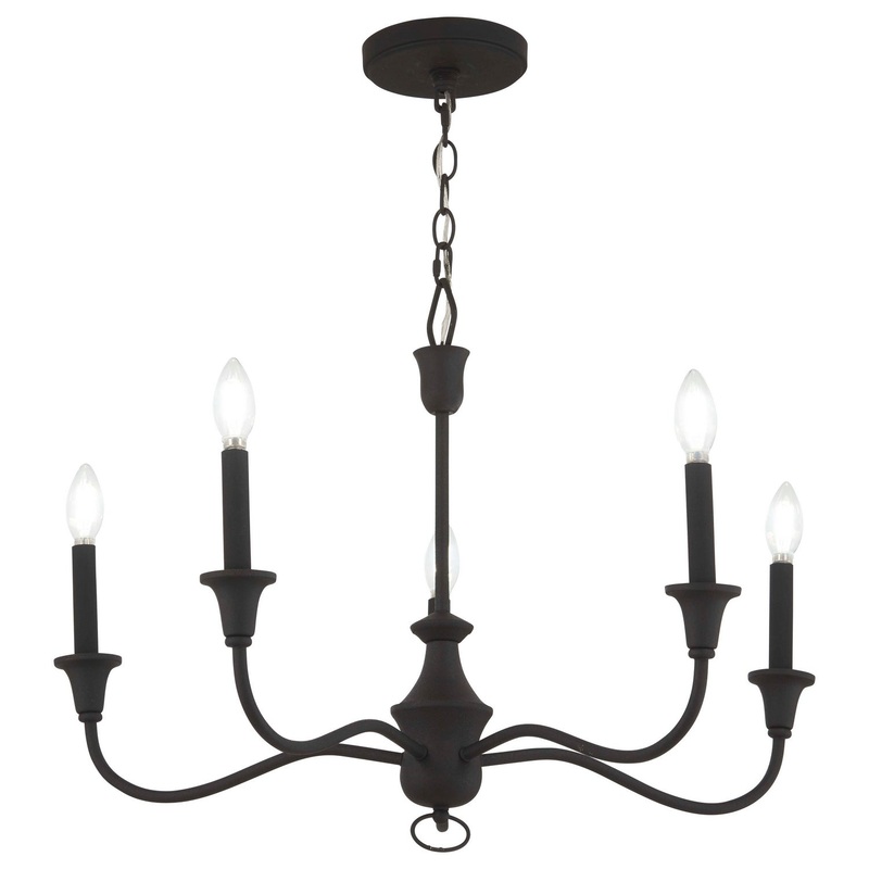 Minka-Lavery 6255-076 Halifax County Five Light Chandelier, Textured Black