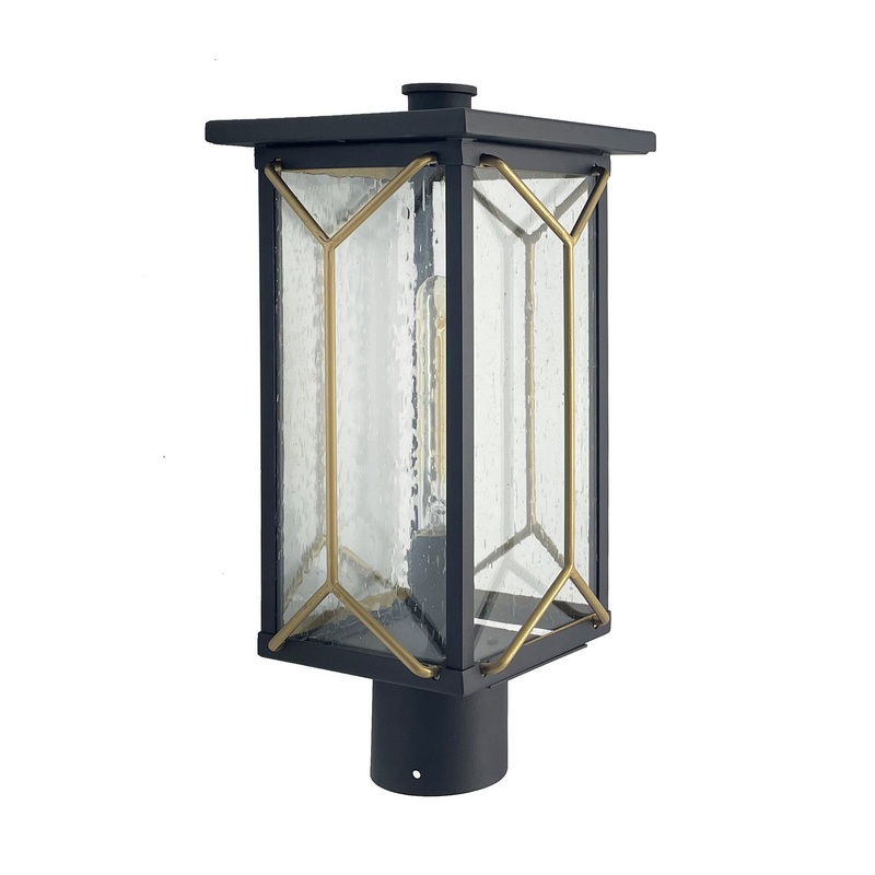 Minka-Lavery 72806-727 Hillside Manor One Light Outdoor Post Mount, Sand Coal And Mystic Gold