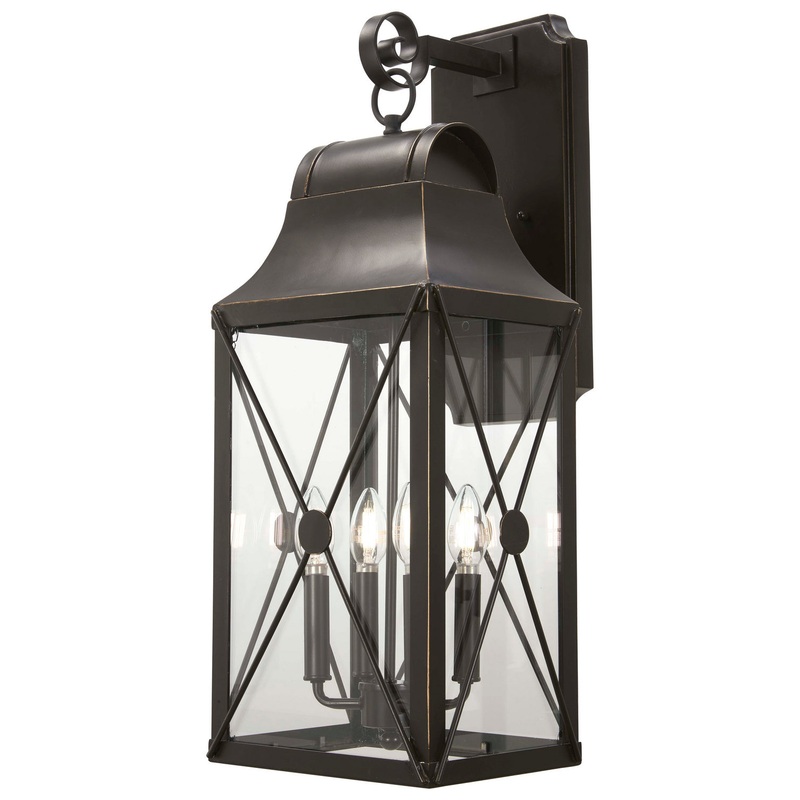 Minka-Lavery 73293-143C De Luz Four Light Outdoor Wall Mount, Oil Rubbed Bronze W/ Gold Highlights