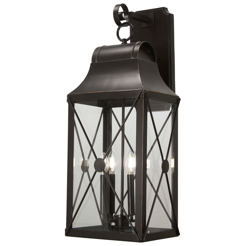 Minka-Lavery 73294-143C De Luz Four Light Outdoor Wall Mount, Oil Rubbed Bronze W/ Gold Highlights